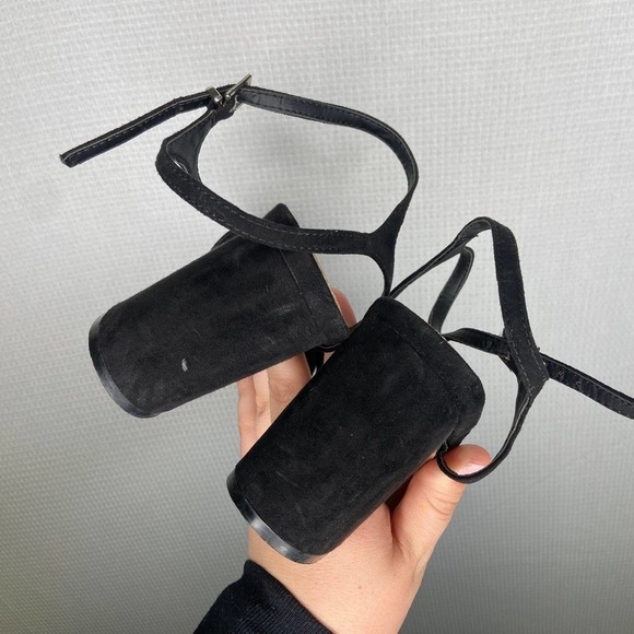 ASOS |‎ Black High Heels Size 9 Suede Womans Strappy - Picture 3 of 5